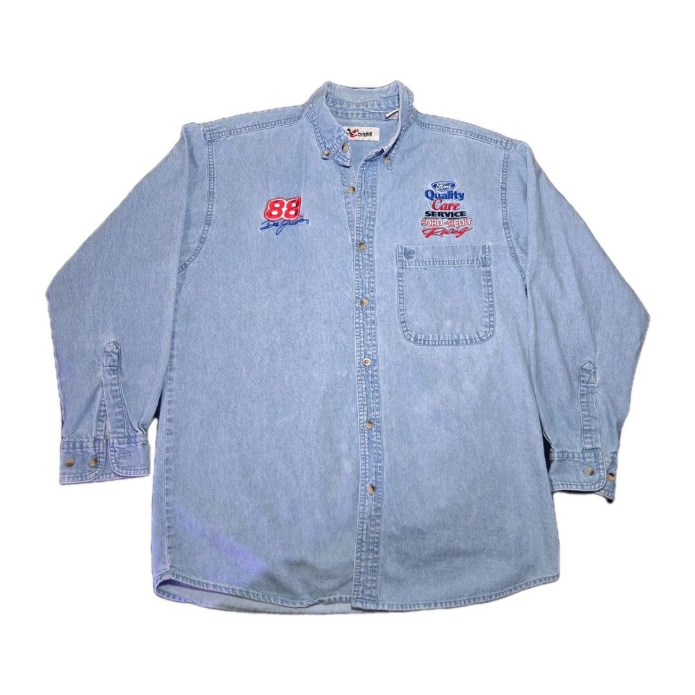 Chase Authentics Nascar Dale Jarrett #88 Blue Denim Button Up Small Shirt